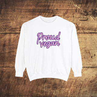 Proud Vegan Garment-Dyed Sweatshirt Printify