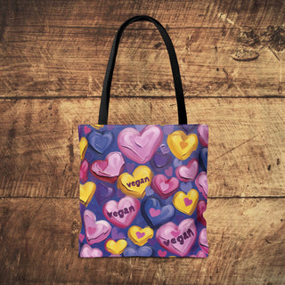 Vegan Hearts Tote Bag Printify