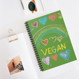 Vegan Hearts Spiral Notebook - Ruled Line