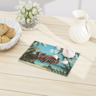 Vegan Island Tempered Glass Cutting Board Printify