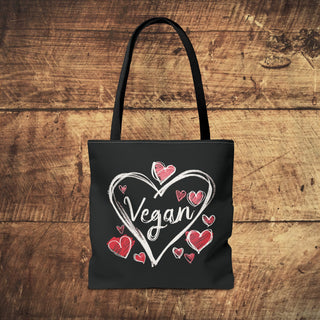 Vegan Hearts Tote Bag Printify