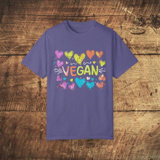 Vegan Hearts Garment-Dyed T-shirt Printify