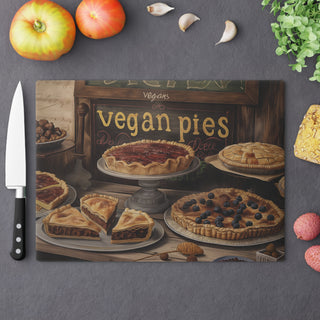 Vegan Pies Tempered Glass Cutting Board Printify