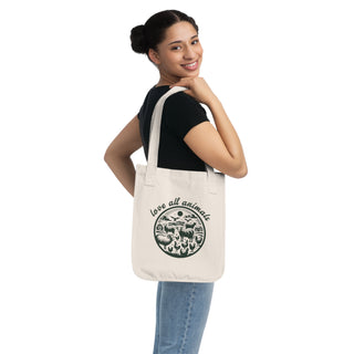 Love All Animals Organic Canvas Tote Bag