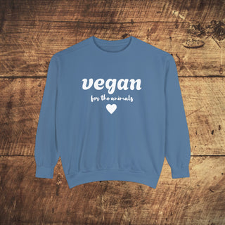 Vegan For The Animals Garment-Dyed Sweatshirt Printify