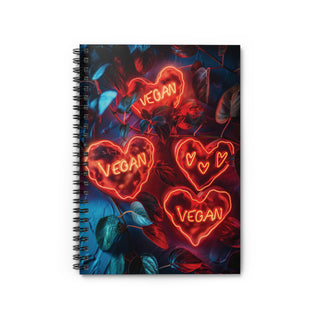 Vegan Hearts Spiral Notebook - Ruled Line Printify