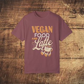 Vegan Food And Latte Garment-Dyed T-shirt Printify