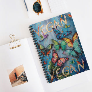 Vegan Butterflies Spiral Notebook - Ruled Line Printify