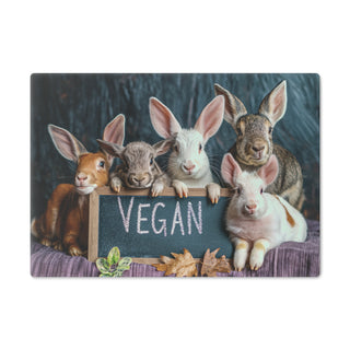 Vegan Bunnies Tempered Glass Cutting Board Printify