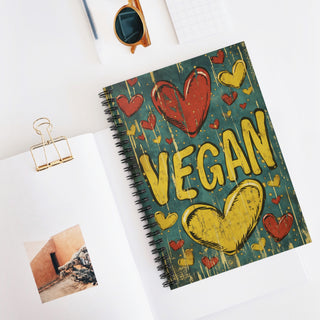 Vegan Hearts Spiral Notebook - Ruled Line Printify