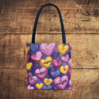 Vegan Hearts Tote Bag Printify