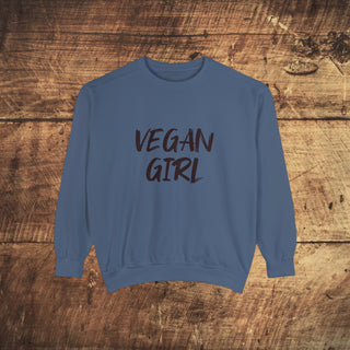 Vegan Girl Garment-Dyed Sweatshirt Printify