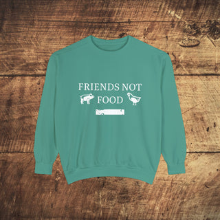 Friends Not Food Garment-Dyed Sweatshirt Printify