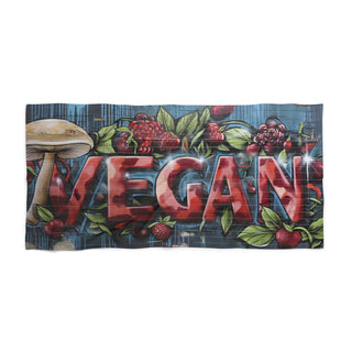 Vegan Graffiti Beach Towel Printify