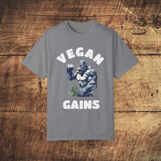 Vegan Gains Garment-Dyed T-shirt Printify