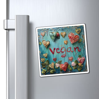 Colorful Vegan Hearts Magnet Printify