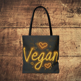 Vegan Neon Hearts Tote Bag Printify