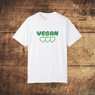 Vegan Hearts Garment-Dyed T-shirt Printify