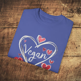 Vegan Hearts Garment-Dyed T-shirt Printify