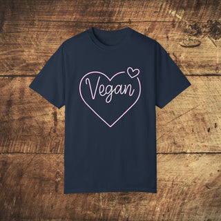 Vegan Heart Garment-Dyed T-shirt Printify