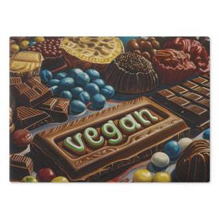 Vegan Chocolate Tempered Glass Cutting Board Printify