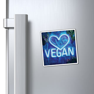 Neon Vegan Heart Magnet Printify