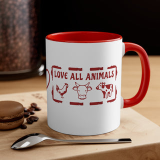 Love All Animals Accent Coffee Mug, 11oz Printify