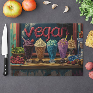 Vegan Ice Cream Tempered Glass Cutting Board Printify