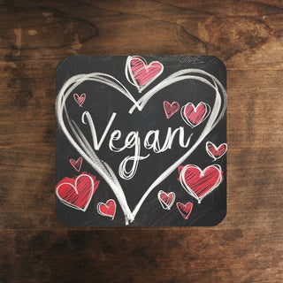 Vegan Heart Cork Back Coaster Printify