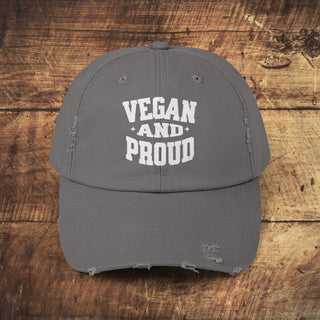 Vegan And Proud Unisex Distressed Cap Printify