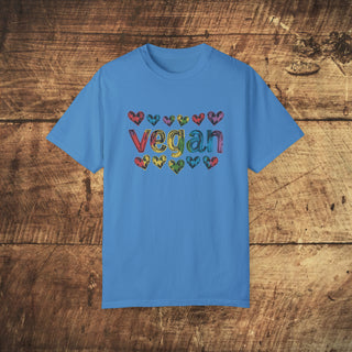 Vegan Hearts Garment-Dyed T-shirt Printify