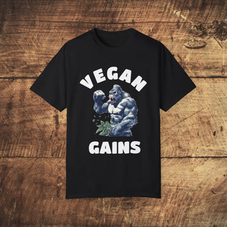 Vegan Gains Garment-Dyed T-shirt Printify