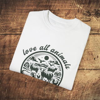 Love All Animals Unisex Garment-Dyed T-shirt