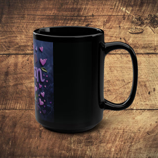 Vegan Hearts Black Mug, 15oz