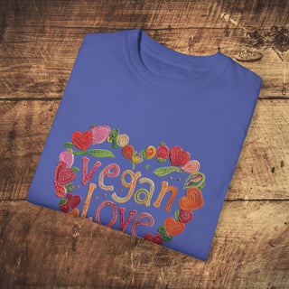 Vegan Love Garment-Dyed T-shirt Printify