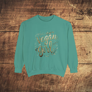 Vegan Girl Garment-Dyed Sweatshirt Printify