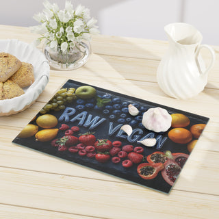 Raw Vegan Tempered Glass Cutting Board Printify