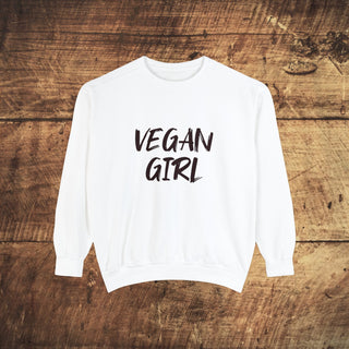 Vegan Girl Garment-Dyed Sweatshirt Printify