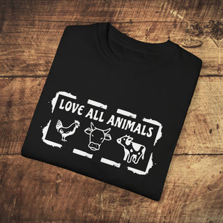 Love All Animals Garment-Dyed T-shirt Printify