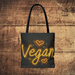 Vegan Neon Hearts Tote Bag Printify
