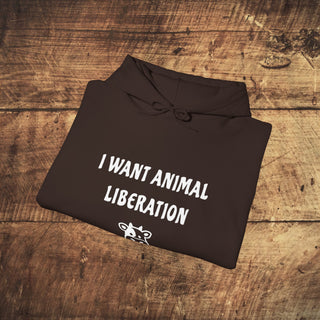 I Want Animal Liberation Heavy Blend™ Hooded Sweatshirt Printify