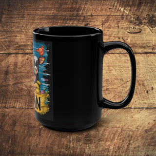 Vegan Animals Black Mug, 15oz