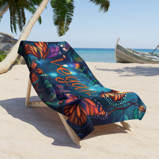 Vegan Butterflies Beach Towel Printify