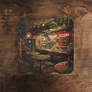 Vegan Pizza Cork Back Coaster Printify