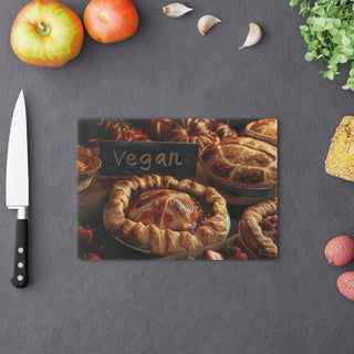 Vegan Pie Tempered Glass Cutting Board Printify