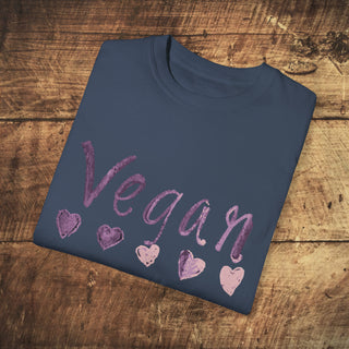 Vegan Hearts Garment-Dyed T-shirt Printify