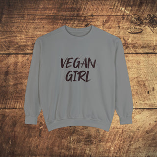 Vegan Girl Garment-Dyed Sweatshirt Printify