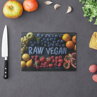 Raw Vegan Tempered Glass Cutting Board Printify