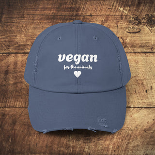 Vegan For The Animals Unisex Distressed Cap Printify