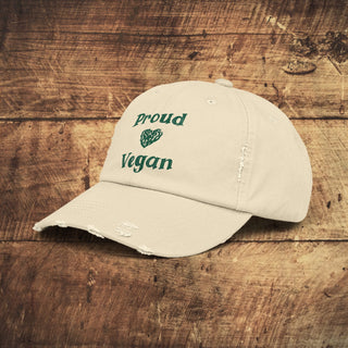 Proud Vegan Unisex Distressed Cap Printify